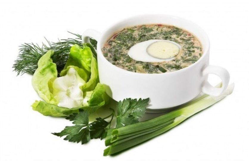 Окрошка с картофелем и овощами