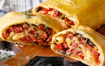 Быстрый штрудель с ветчиной и сыром