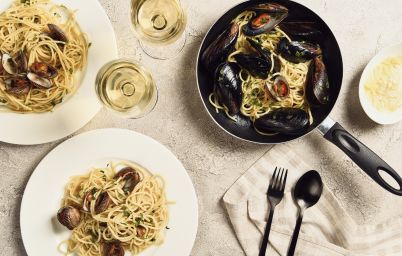 Паста с мидиями в сливочном соусе