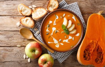 Легкий и вкусный тыквенный суп с яблоками за 40 минут