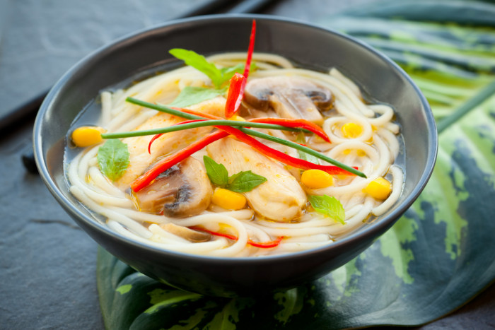 куриный суп с лапшой и грибами