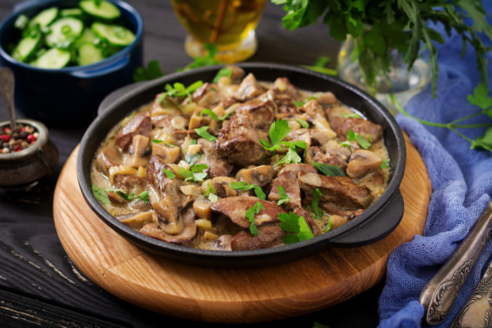 бефстроганов из куриной печени