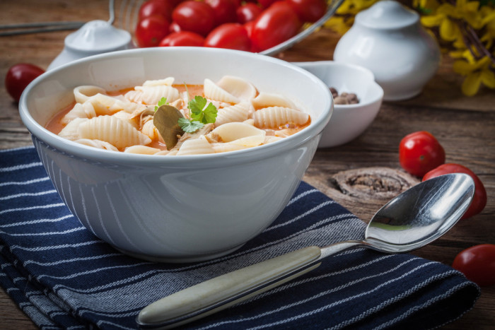 томатный крем суп с макаронами