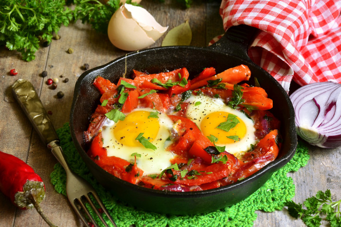 яичница с болгарским перцем и уксусом