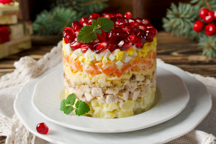 салат с курицей и гранатом