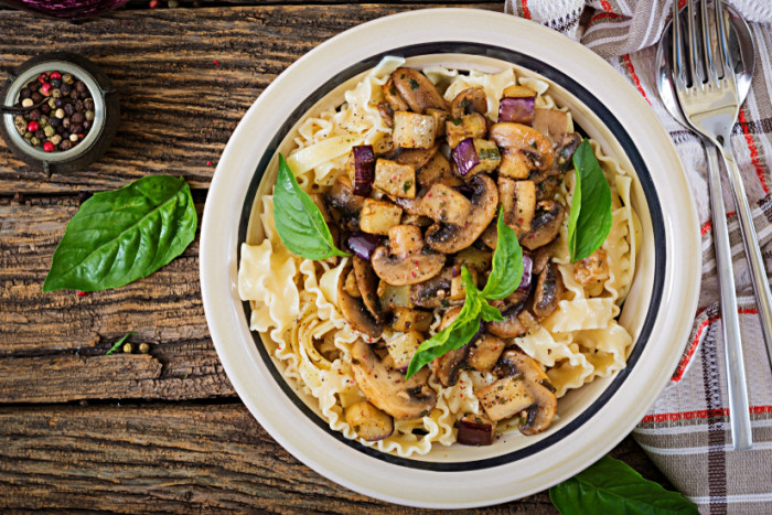 макароны с грибами