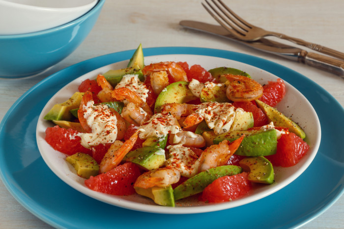 креветки с грейпфрутом